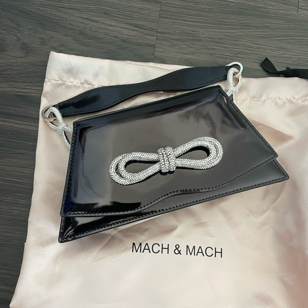 MACH & MACH Samantha’s Double Bow Patent Leather Handbag
